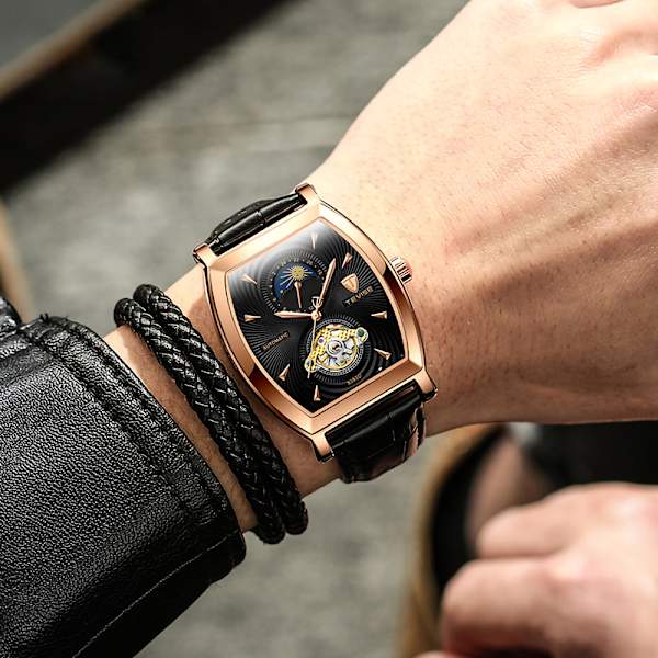 Herrklockor, herrars armbandsklocka läderrem vattentät tunn minimalistisk casual enkel kvarts analog med datumkalender