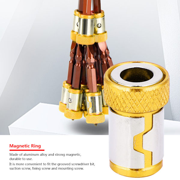 5 stk Skrutrekker Magnetisk Ring Anti-Skli Aluminium Legering Tilbehør (Gul)