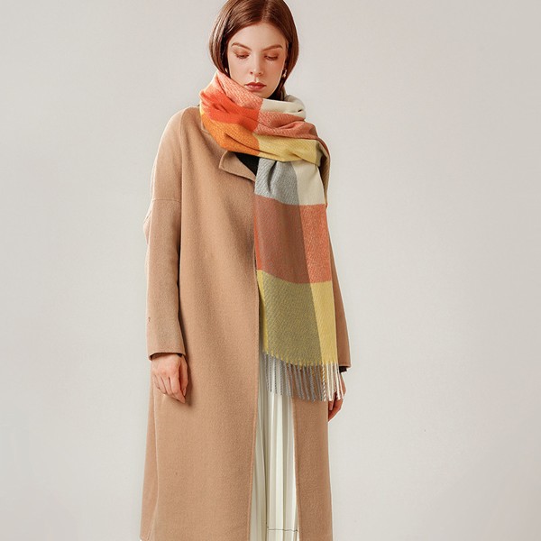 Dames Lang Plaid Tæppe Chunky Oversized Vinter/Efterår Varmt
