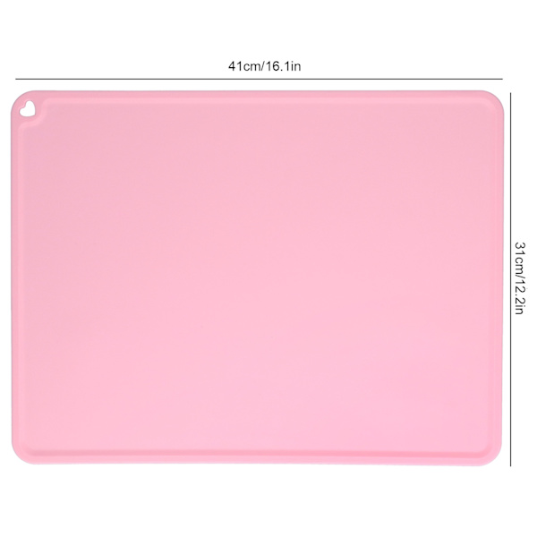 Silikon Bordskåner Vandafvisende Skridsikker Bordmåtte Varmeisolerende Pude til Grundskoleelever 41x31x1cm (Mørk Rosa)