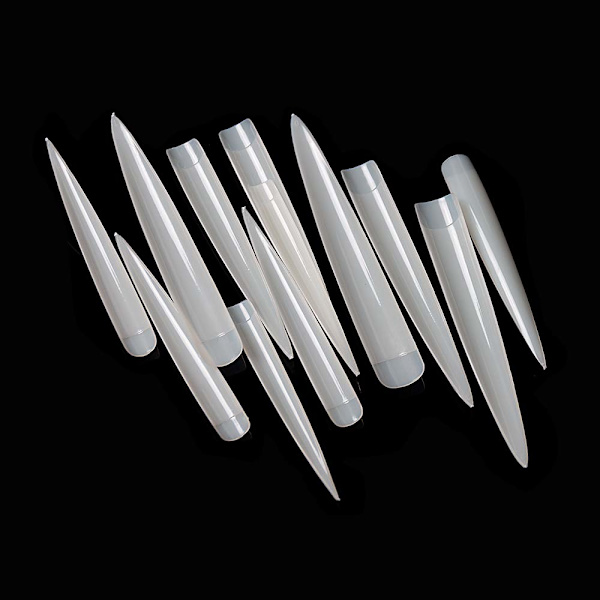 120 stk Stiletto Ekstra Lange Skarpe Kunstige Negletips Akryl Falske Negle for DIY Neglesalonger, 12 Størrelser