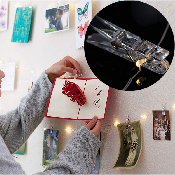 Innovativa fotoklämmor med ljusslinga, skapa en underbar atmosfär med 100 LED-ljusslingor för alla tillfällen, perfekt för rumsdekoration och