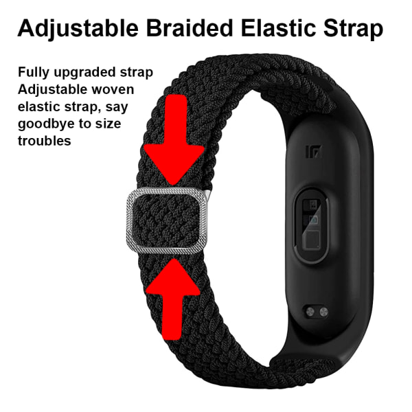 Flettet Solo Loop-reim Kompatibel med Xiaomi Mi Wristband