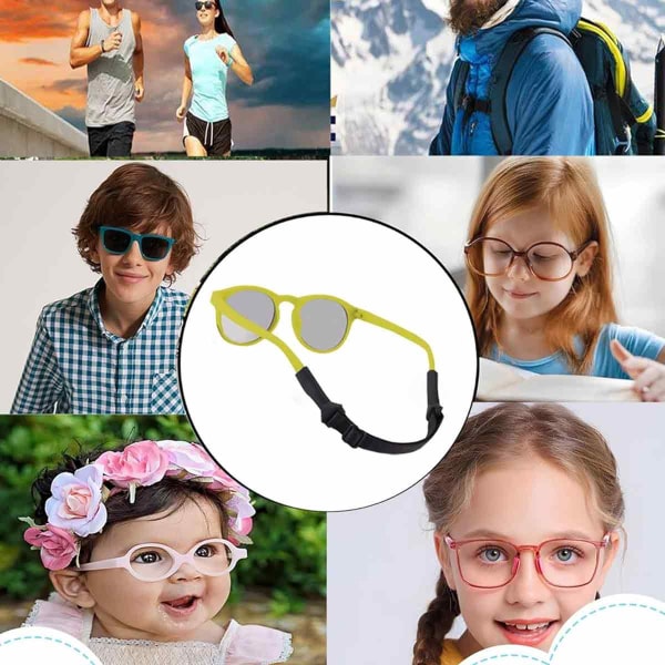6 stycken sportglasögonrem, anti-halk justerbara solglasögonband, glasögonhållarsnöre, mjukt slitstarkt band för löpning, utomhus, sport, män, barn