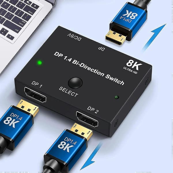 Displayport Switch 8k, Toveis Dp 1.4 Switch 8k @ 60hz, 4k @ 120hz, Displayport Switcher 1 Til