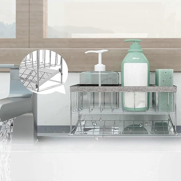 Kjøkkensvampholder Husholdningsvask Caddy Med Justerbart Panel Benkeplate Organizer For Kjøkken A