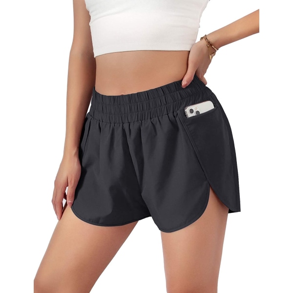 Womens Quick-Dry Running Shorts Sport Layer Elastic Waist Active