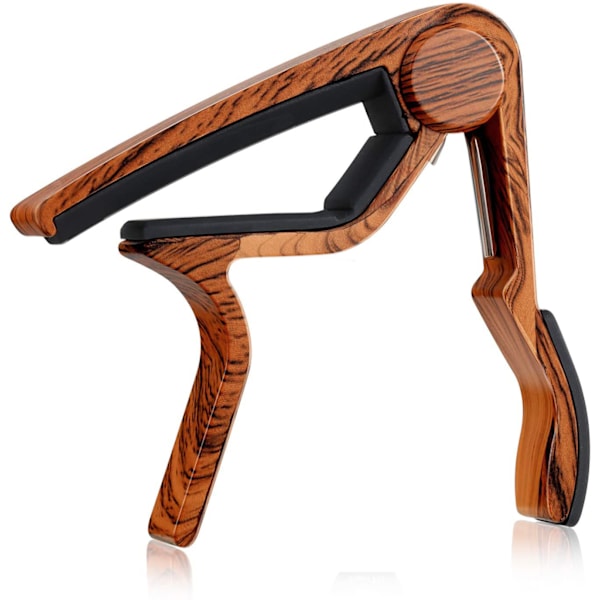 Capodaster Gitarr Capo Valnötsträ DC-1W för Akustisk och Elgitarr, Ukulele Capo med Två Styrke Plektrum
