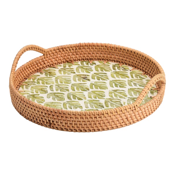Rund Bakke Rattan Bakke Rund Dekorativ Rattan Bakke Rattan Skål Dobbelt Øre Opbevaringsbakke