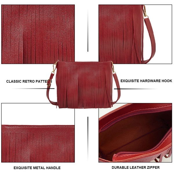 Flickor läder tofs crossbody väska Dam plånbok Daglig axelväska