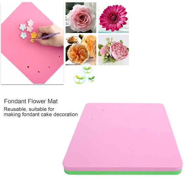 Fondant svampdyna med 5 hål rektangulär fondant tårta blomma torkmatta modelleringsverktyg