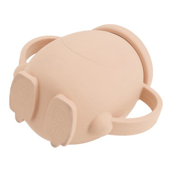 230ml Smoreskål i silikon for småbarn med sugerørlokk, sklisikre håndtak, sølsikker treningskopp for baby, småbarn, spedbarn, støvete rosa