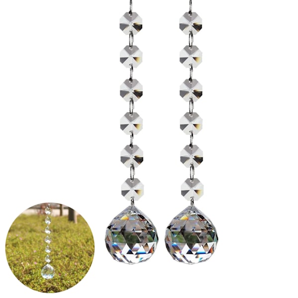 2 stk. 170mm Krystalkugle Ball Kronleuchter Prismer Vedhæng T