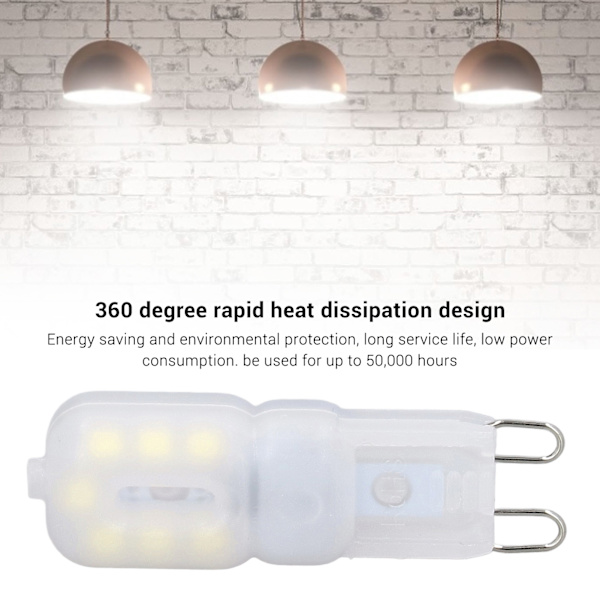 6 stk G9 LED-pærer Dimmbare 3W Energibesparende 360 Graders Lys Pære for Taklamper og Hengelamper Hvit Lys 220-240V