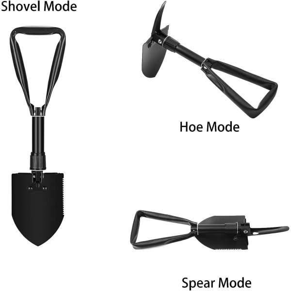 Camping Multifunksjonell Folding Spade, Avtakbar Bærbar