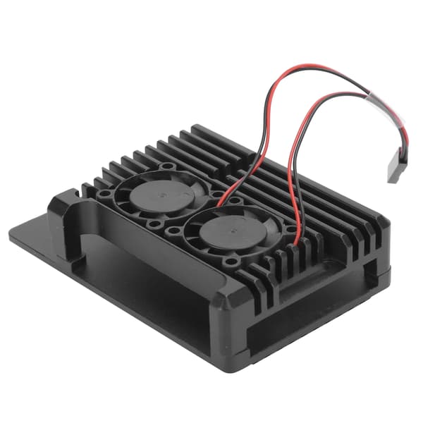 Aluminium Case med Dobbelt Ventilator Køleskal til Raspberry Pi 4B Computertilbehør