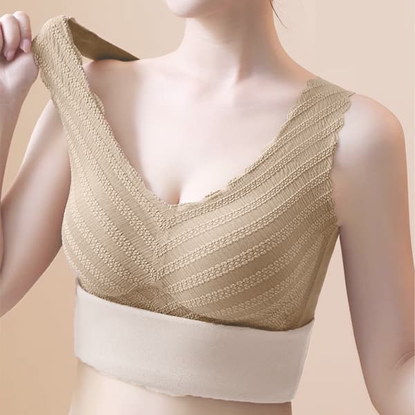 Basic Camisole Termounderkläder för dam med inbyggd BH, tjockfodrat linne, Aprikosfärg