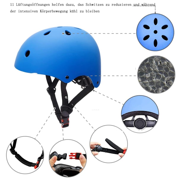 Barncykelhjälm / skatehjälm, justerbar, för cykel, skateboard, scooter, BMX, för pojkar och flickor i åldern 3 till 13 år.