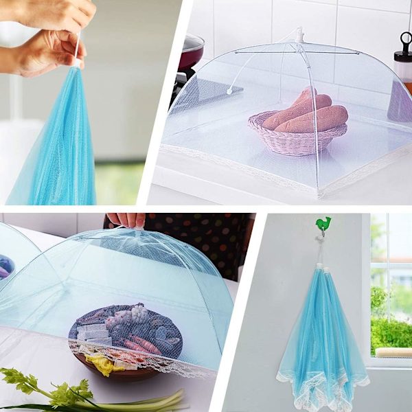 (6-pack) Pop-up-picknicknätmatskyddstältparaply för utomhusbruk