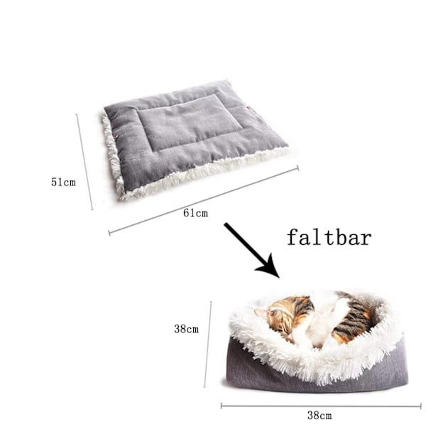 Självvärmd kattmadrass för katter och valpar, 2 i 1 mjuk plysch med halkfri botten, tvättbar husdjursmatta höst vinter inomhus snooze