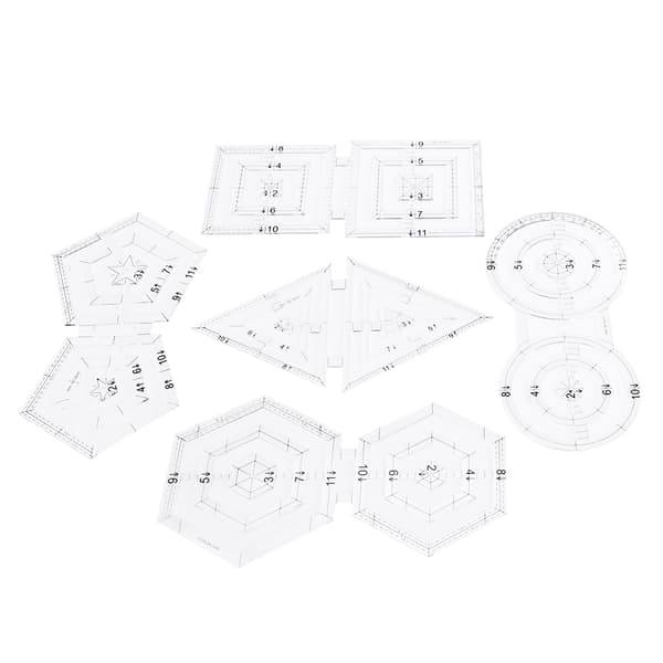 5 stk. Patch-Work Lineal Sæt DIY Manuel Dobbelt Rund Pentagon Hex Trekant Syværktøj
