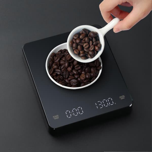 Digital kaffevægt med timer LED-baggrundsbelysning, display, tarafunktion, højpræcisionssensor 0,1g nøjagtighed 3kg/0,1g espressoskala til pour over og dryp