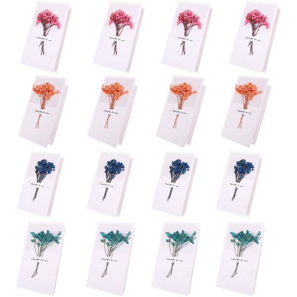 Torkade Blommor Grattiskort, Miljövänligt Kraftpapper, Elegant Charmig Design, Perfekt för Bröllopsinbjudningar och Mer (18 ST)