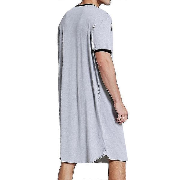 Bekvämt löst nattlinne för män, nattkläder, lång nattskjorta, loungewear, sovkläder Grey M