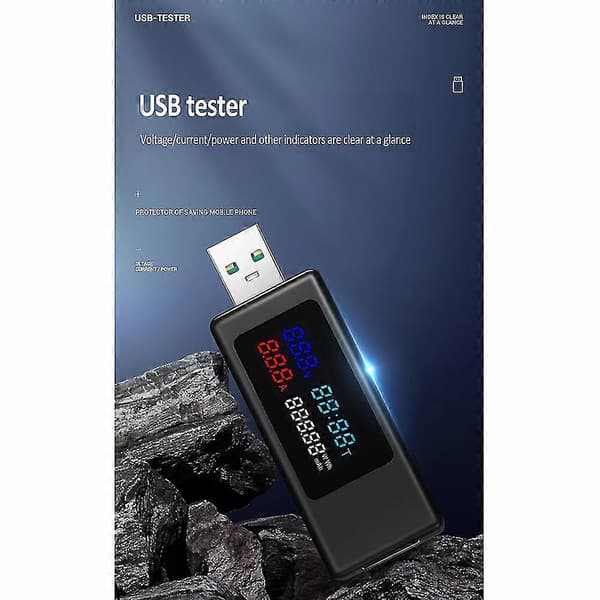 6 i 1 USB Tester DC4-30V IPS Display Digital Spænding Effekt Timing Kapacitet Måler Detektor til Curr