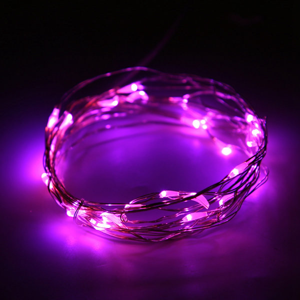 USB Koppartråd LED Ljusslinga Festlig Ljusdekoration med Fjärrkontroll Rosa 3 Meter