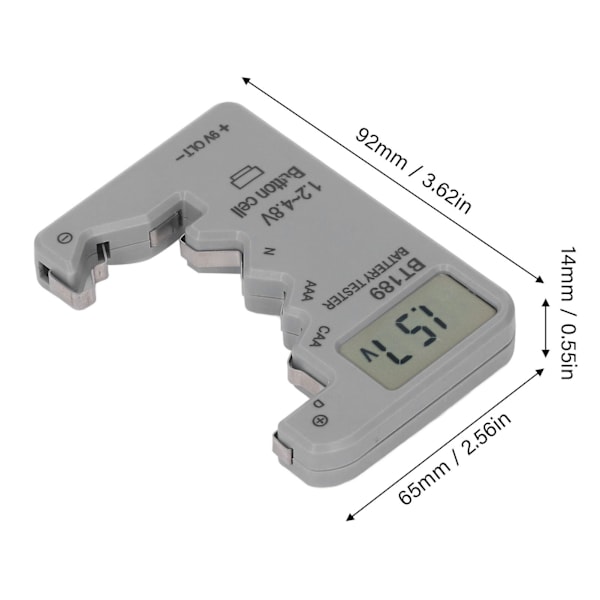 Digital Batteritestare Realtids LCD-Display Universal Grå ABS-Hölje Batterikontroll för Detektion