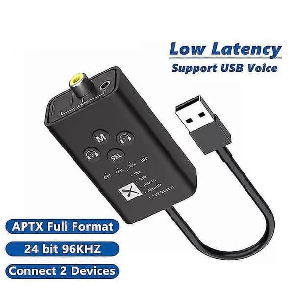 Lähetintuki 24 bittiä 96 kHz USB Plug and Play -sovitin Yhdistä 2 laitetta Qualcomm 5.2 Low Late