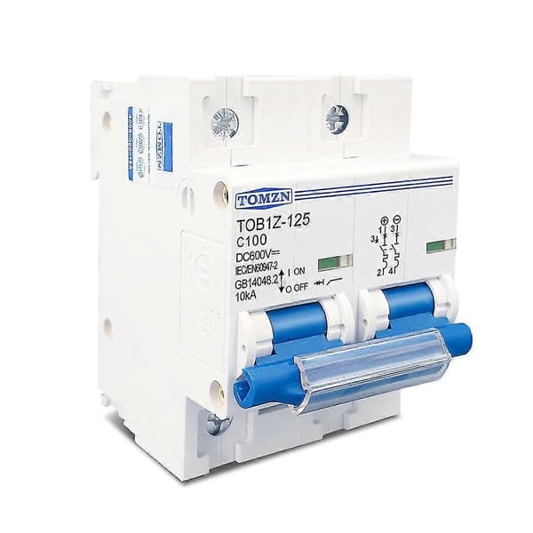 Tomzn 2p Dc Mcb 600v Effektbryter Kompatibelt PV-system C Kurve Batteri Hovedbryter, 80a