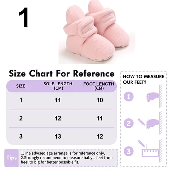 Varma vintersockskor för spädbarn och nyfödda pink 11cm