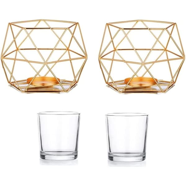 Geometrisk design telysholder, metalltrådkonstruksjon for holdbar dekor