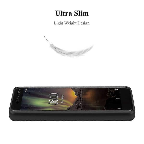 Nokia 6.1 Hlle mobilcover TPU-etui - Mat metallisk design METALLIC BLACK