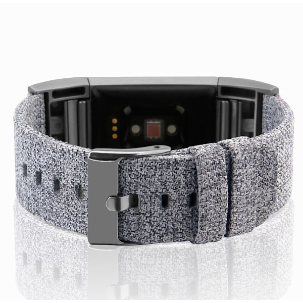 Canvas klockarmband mjukt andningsbart tvättbart modernt klockarmband passar till Fitbit Charge2 svart grå