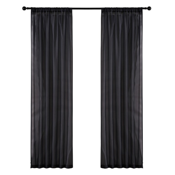 Voile Gardin Transparent Gardin i Ensfarget Stangedesign