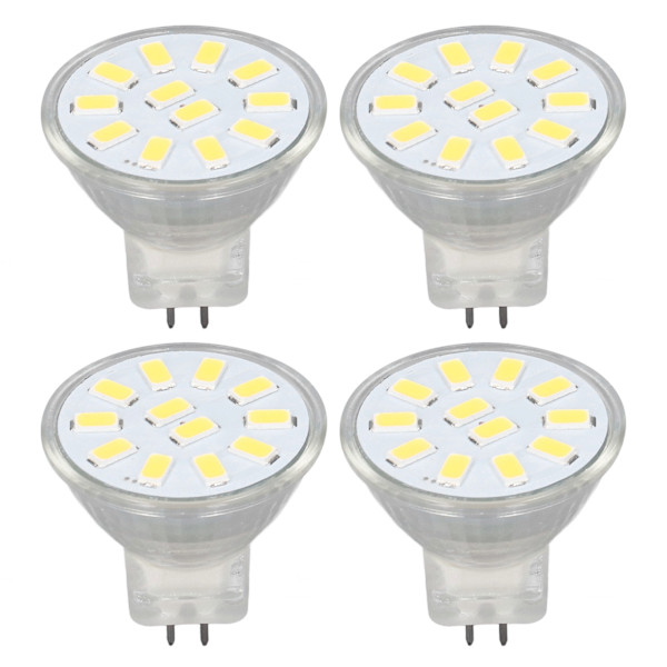 4 st/set MR11 LED-spotlight med dubbelnålbas 360° värmeavledning 3W 12 LED-lampor Kall vit