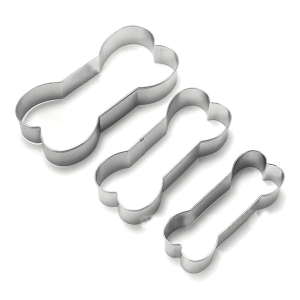 Sett med 3 kakeskjærere i rustfritt stål - Hundeskjelettskutter - DIY bakeverktøy - Kakeskjærform for kjæledyr