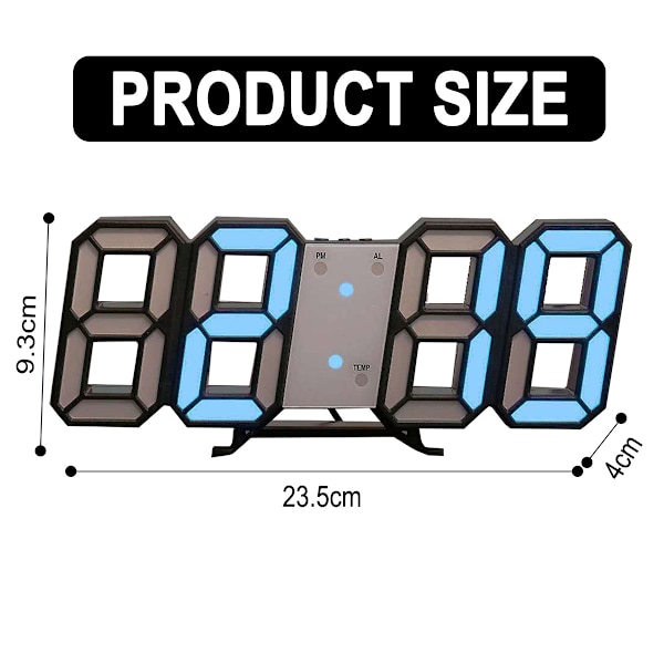 3D LED Digital Vekkerklokke Bord Vegg Moderne Vekkerklokke