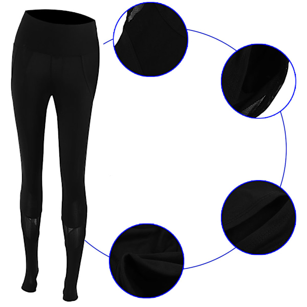 Sportyoga Byxor för Kvinnor, Hög Elastisk Fitness Slim Mesh Byxor (L)