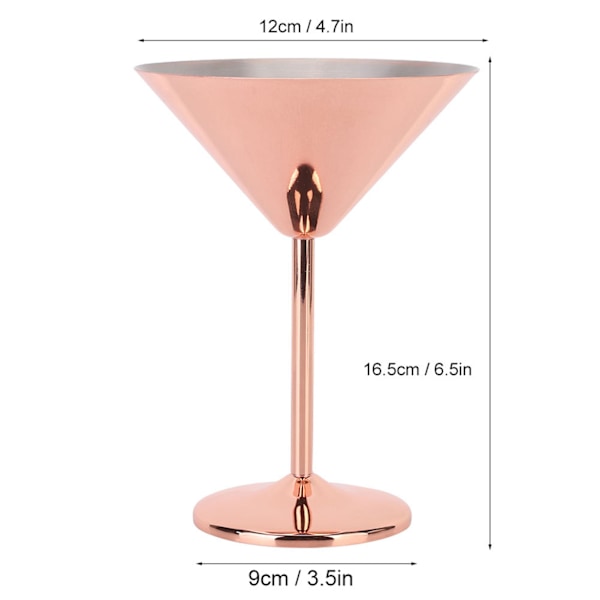 220ml Roségull Cocktailglass i Rustfritt Stål, Champagne-Skål, Rødvin-Beger for Hjemmebar