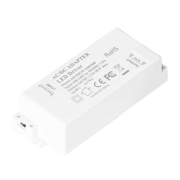 LED Driver DC 24V 1.5A 36W Sikker Isolert Liten Størrelse Strømforsyning Transformator Adapter