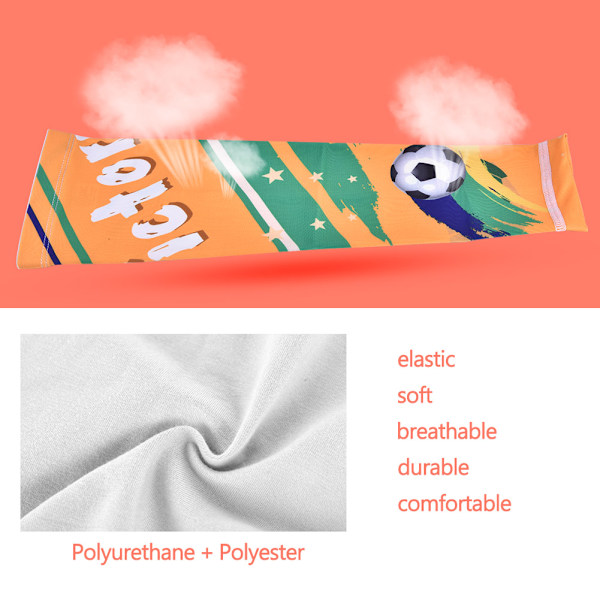 Herr Sport Andningsbar Snabbtorkande Elastisk Kompression Långt Skyddande Armskydd (Orange-XL)