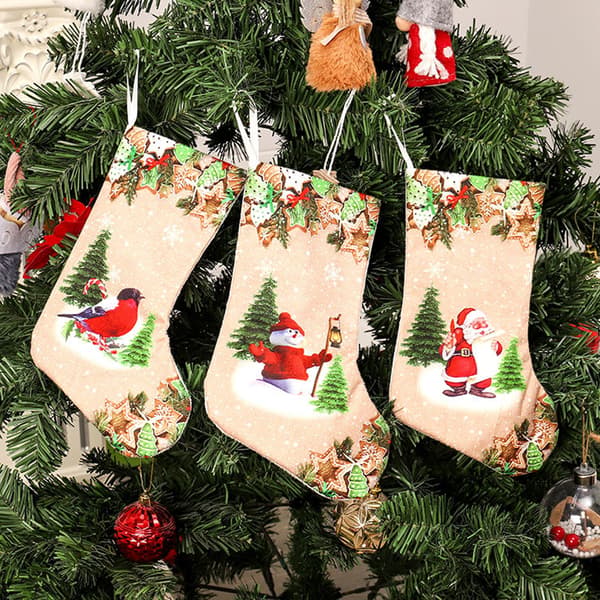 Tryckt Julstrumpa Hänge Juldekorationstillbehör