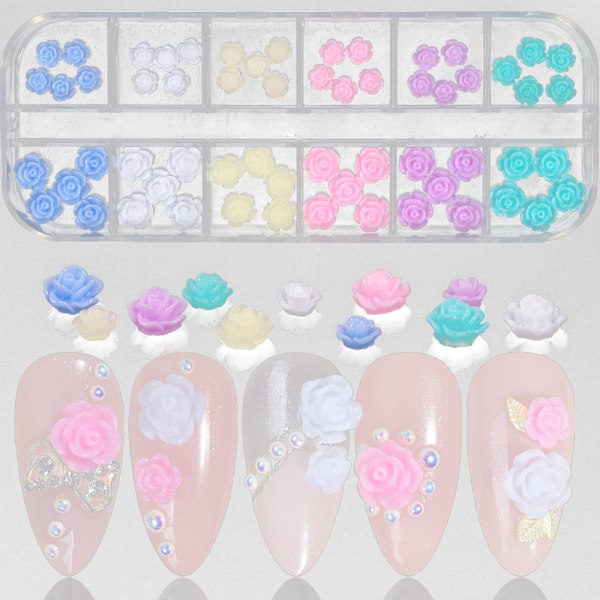 3D nagelkonst blomdekorationer för naglar, blommor, nageljuveler och dekorationer för akrylnaglar