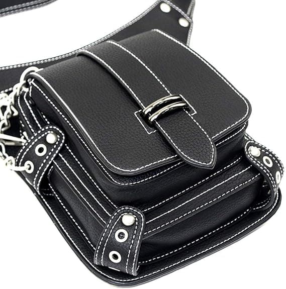 Steampunk Midjeväska Fanny Pack Mode Gotisk Läder Axel Cr