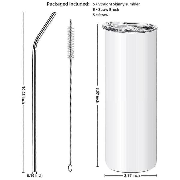 20oz Sublimering Rett Smal Mindre Stål Diy S Vakuumisolert Bil Kaff