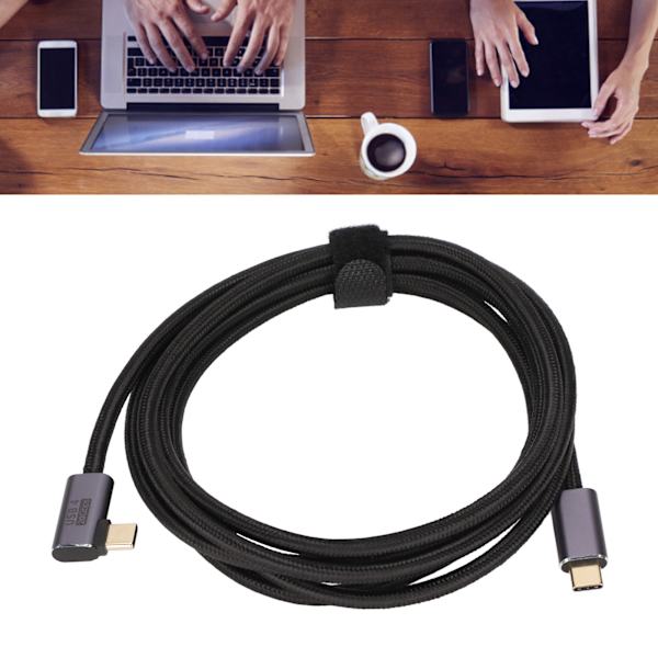 Type C til Type C Albue Datakabel 100W Hurtigopladning Slidstærk Guldbelagt Plug and Play USB-kabel til bærbare computere 200cm/78.7in